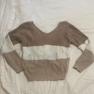 ✨ 3 for $20 Bundle Deal ✨ Poof! V-Neck Sweater in Brown and Cream